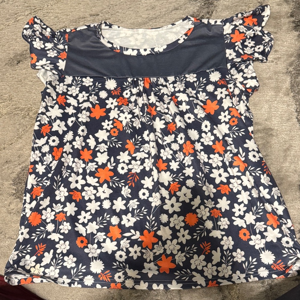 Floral Ruffle Sleeve Top